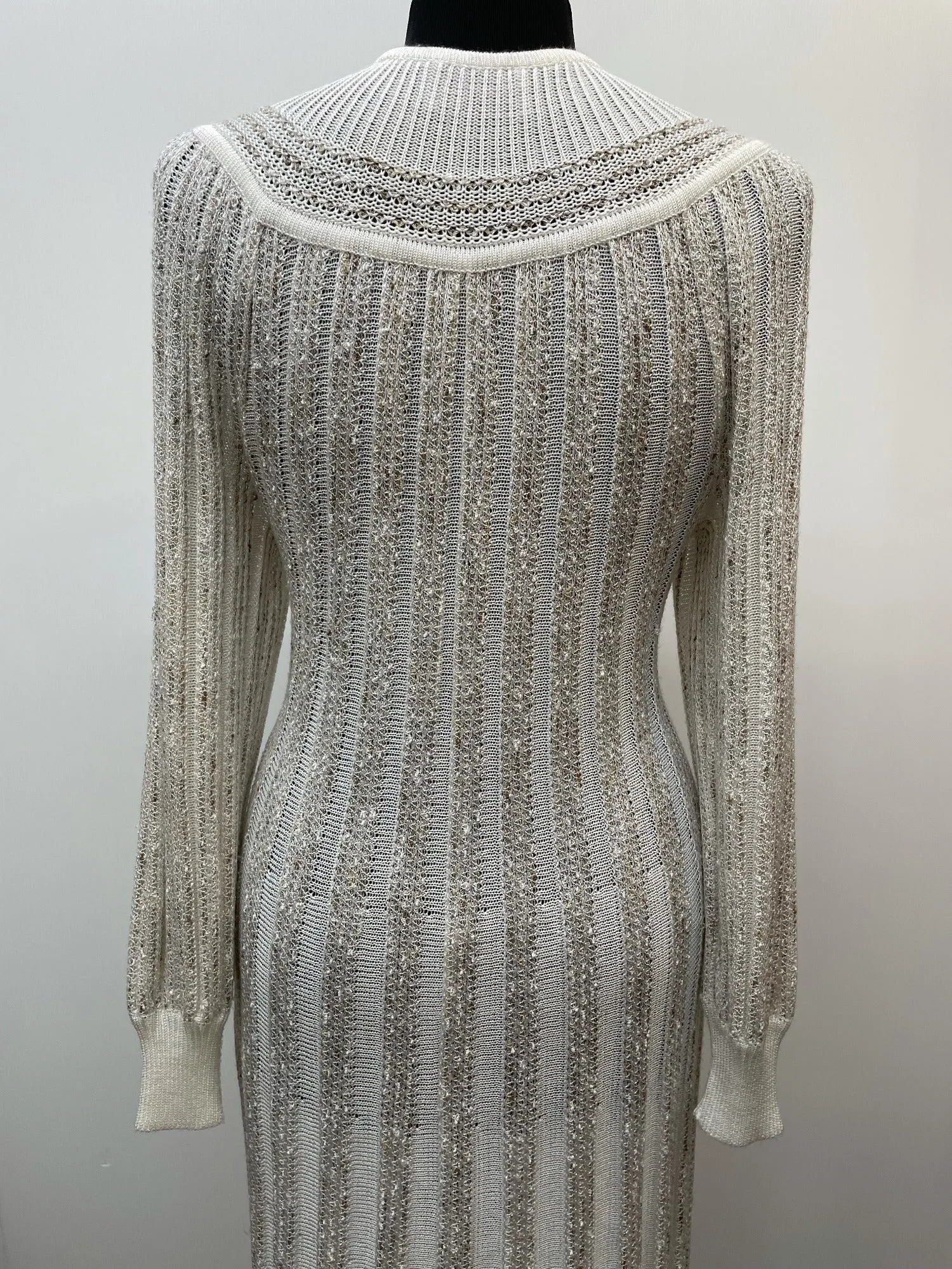 1970s Knitted Semi Sheer Maxi Dress - Size 8