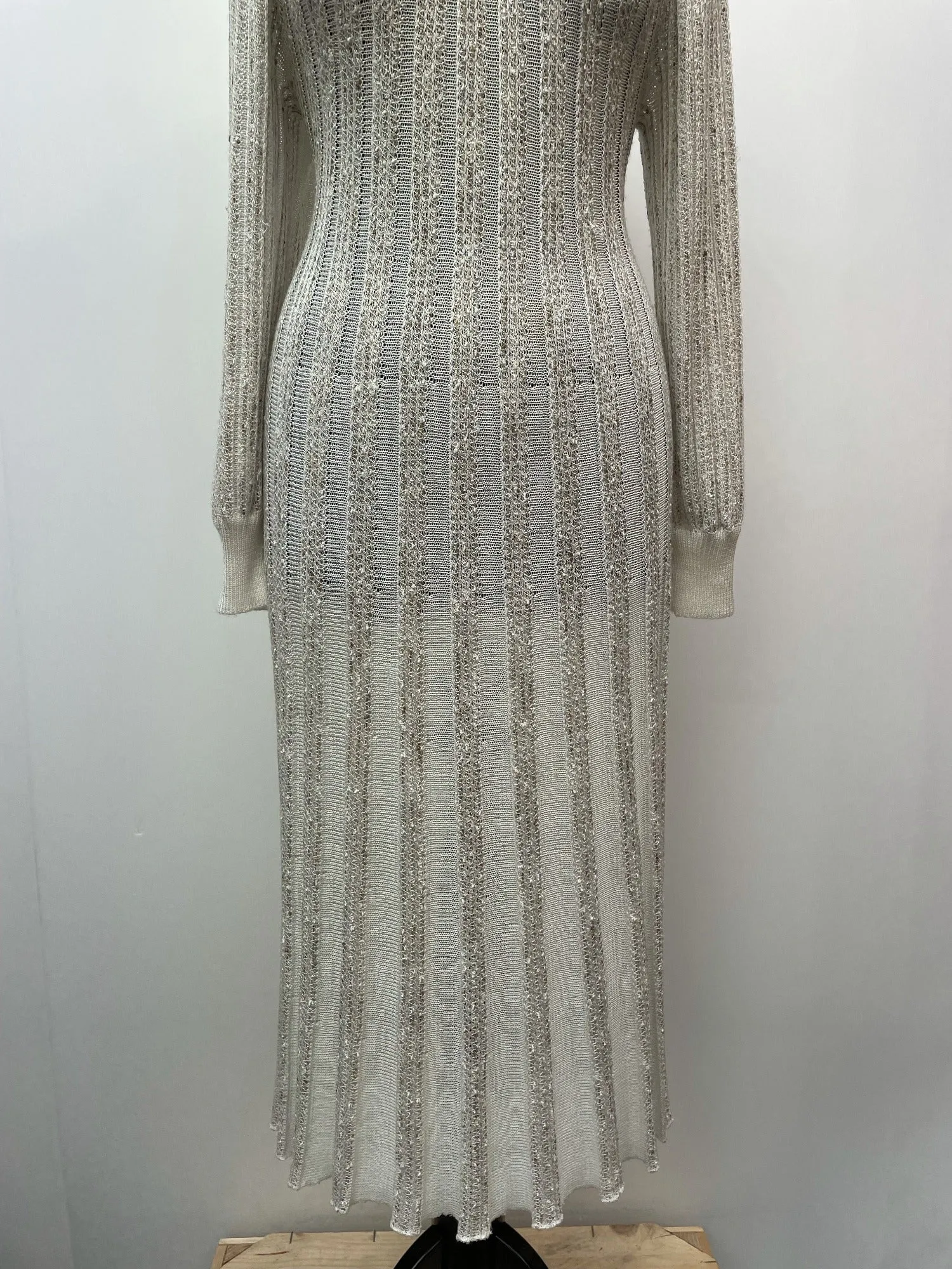 1970s Knitted Semi Sheer Maxi Dress - Size 8