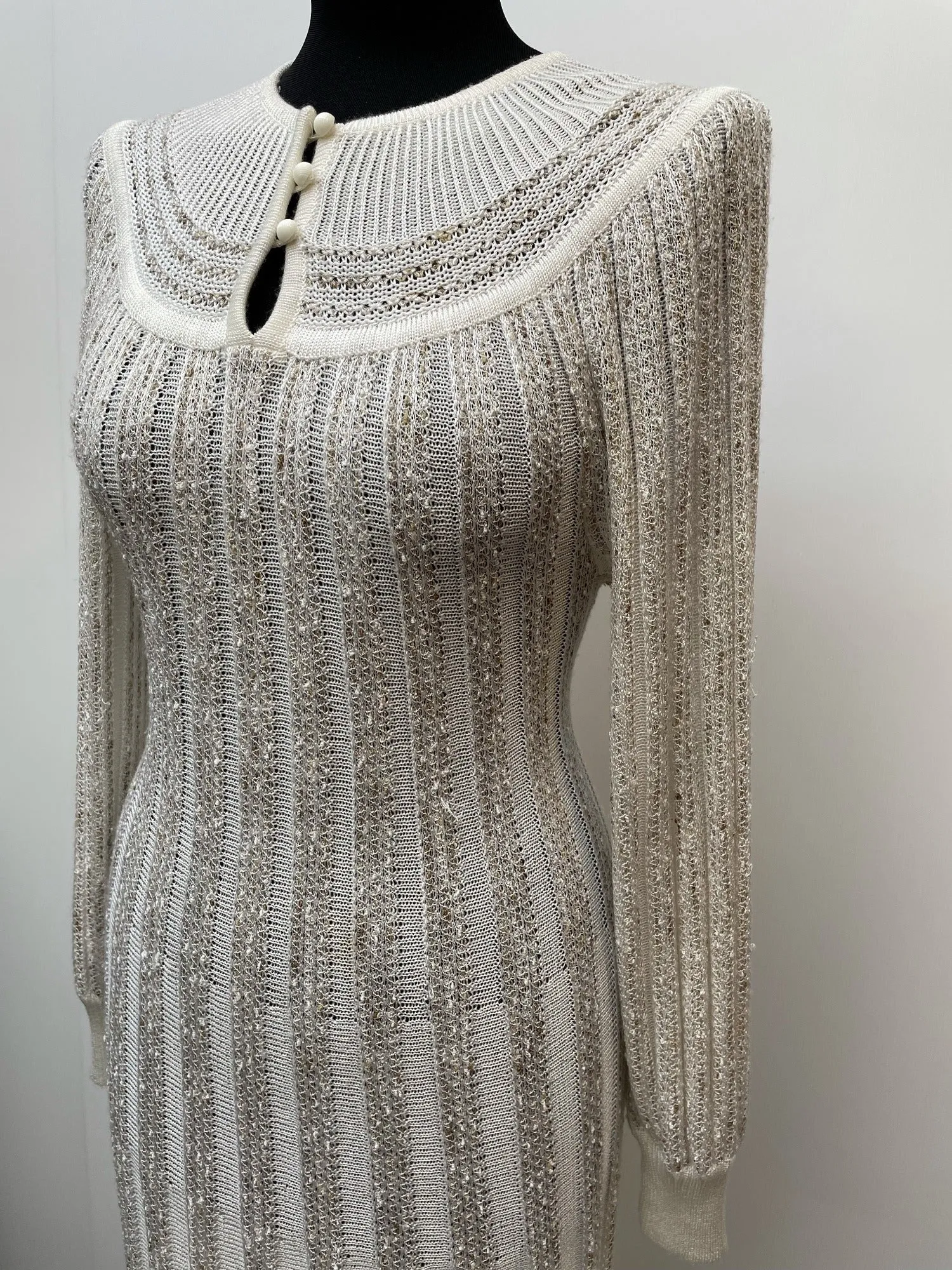 1970s Knitted Semi Sheer Maxi Dress - Size 8