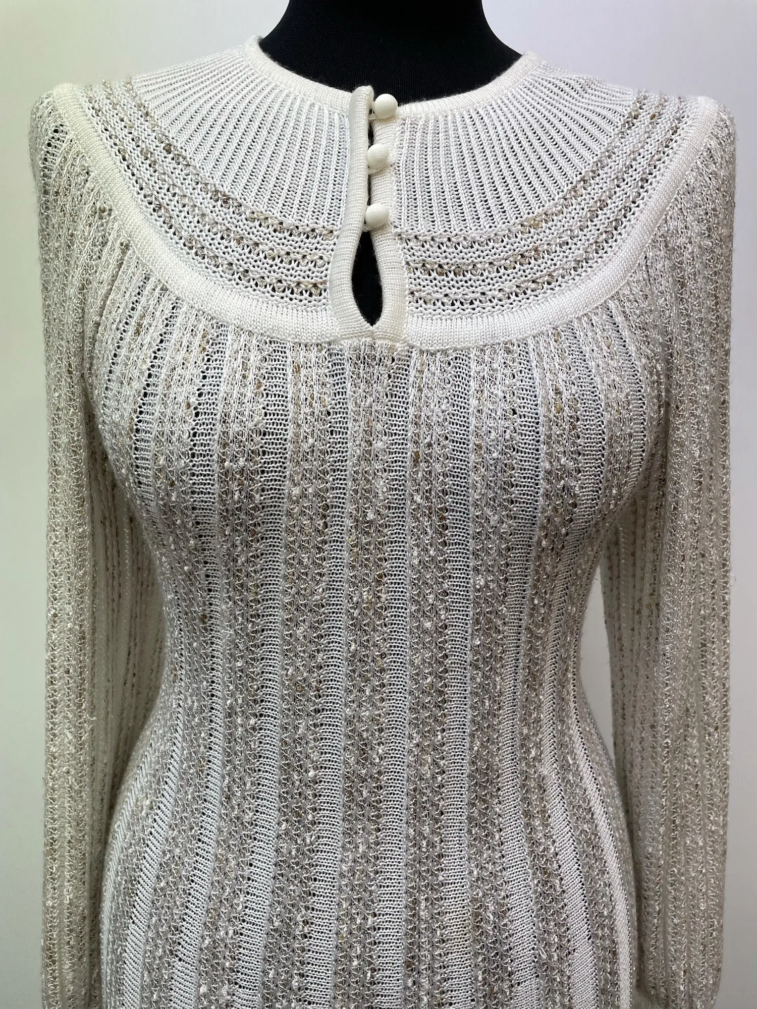 1970s Knitted Semi Sheer Maxi Dress - Size 8