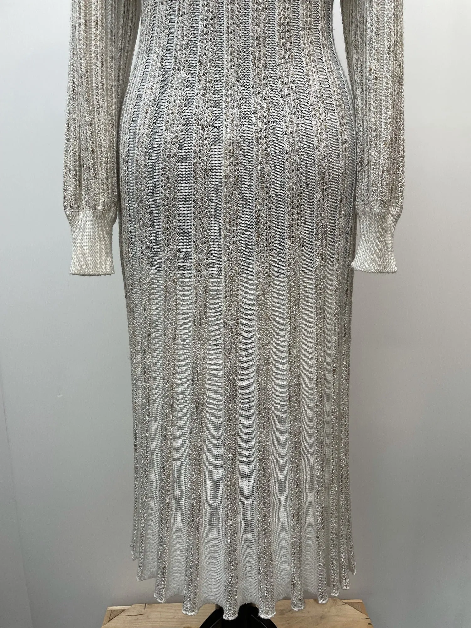 1970s Knitted Semi Sheer Maxi Dress - Size 8