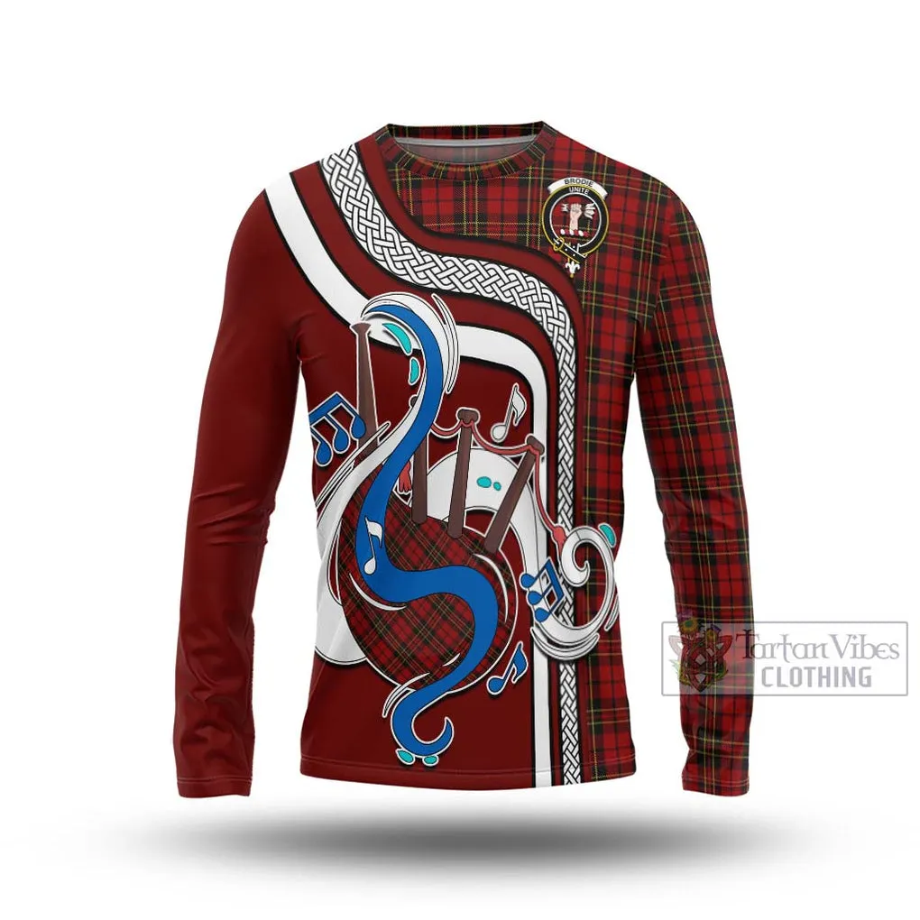 Brodie Tartan Long Sleeve T-Shirt with Epic Bagpipe Style