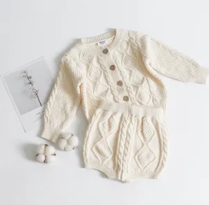 Cotton Knit Cardigan & Shorts Set