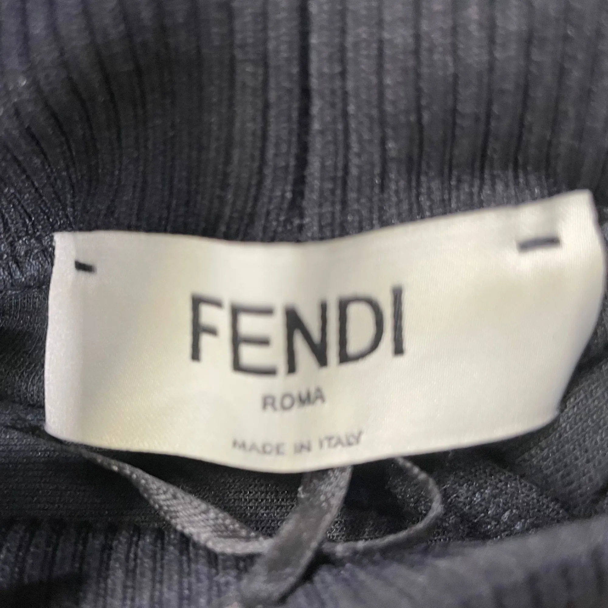 Fendi Knit Logo Band Strip Detail Joggers in Black Cotton