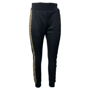 Fendi Knit Logo Band Strip Detail Joggers in Black Cotton