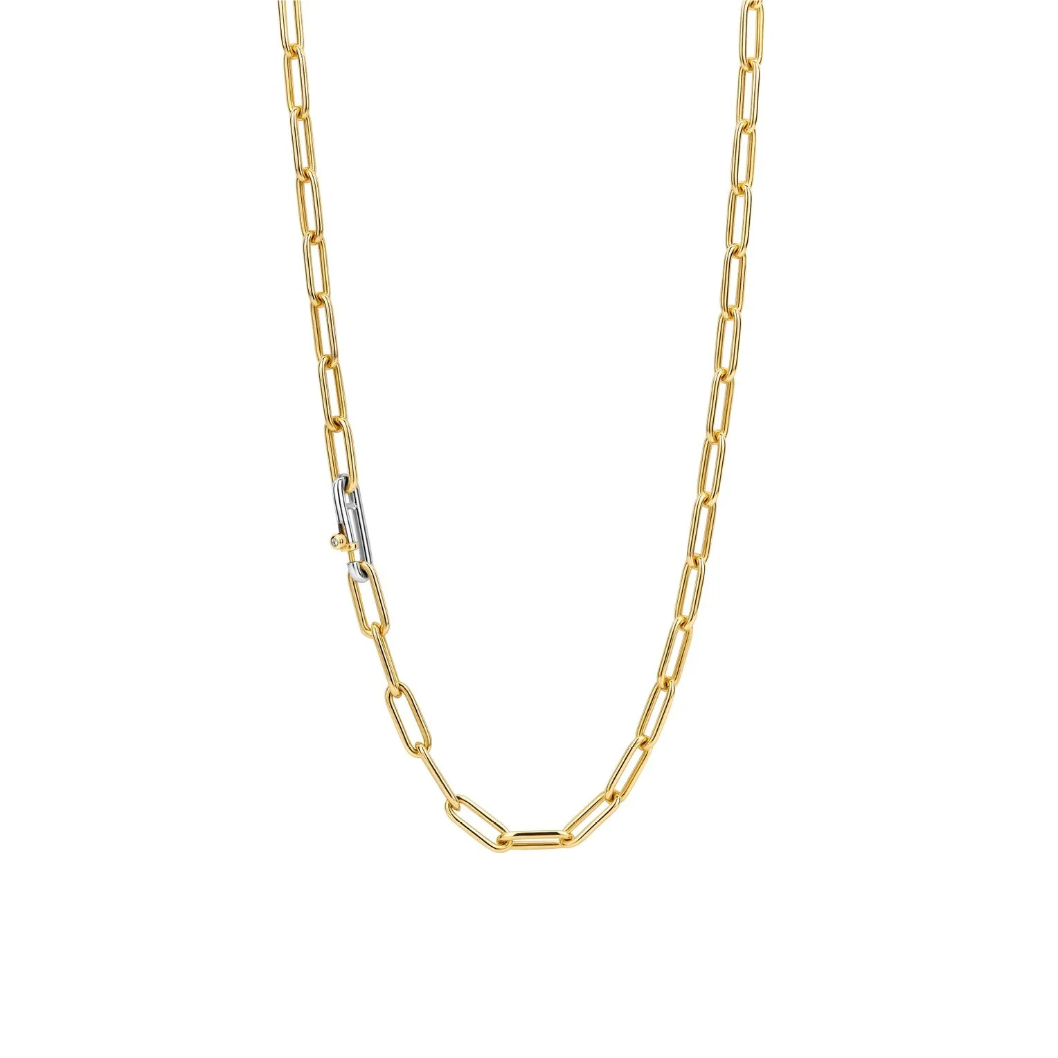 Iconic Paperclip Link Golden Necklace Short