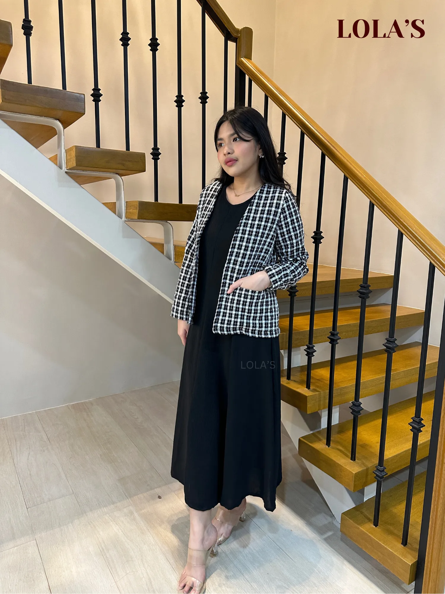 Jorz Tweed Blazer (Black and White Checked)