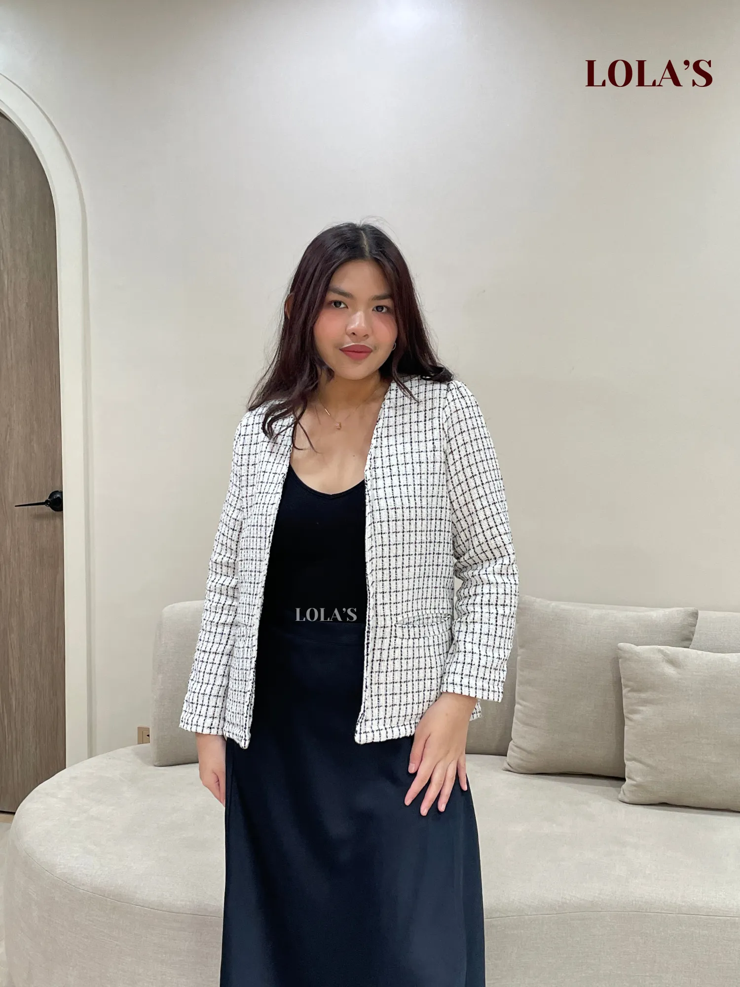 Jorz Tweed Blazer (White Grid)