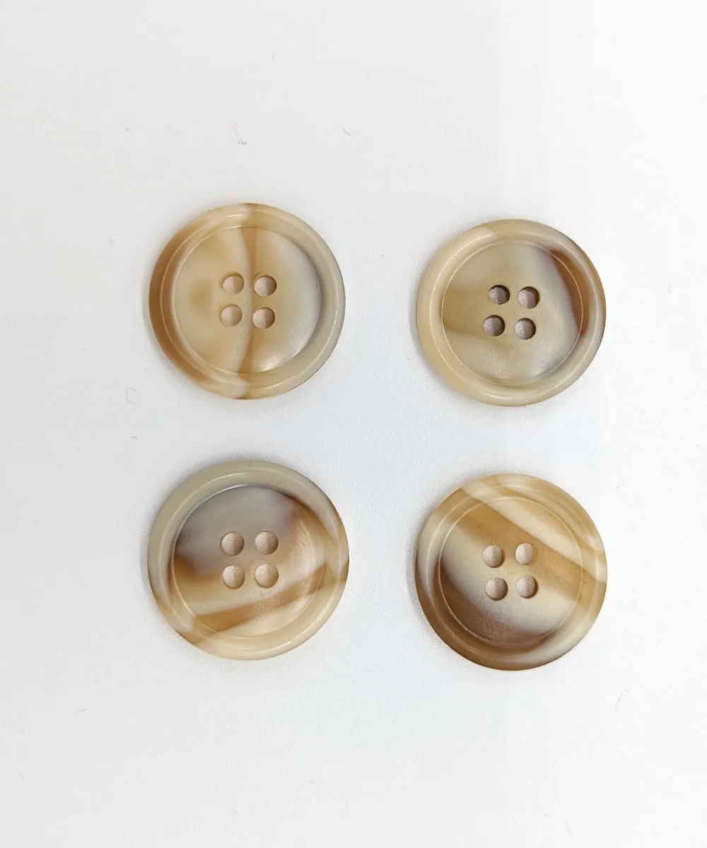 Knopf beige-hellbraun aus Galalith in Hornoptik,  15 mm, 20 mm, 25 mm
