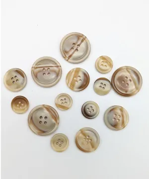 Knopf beige-hellbraun aus Galalith in Hornoptik,  15 mm, 20 mm, 25 mm