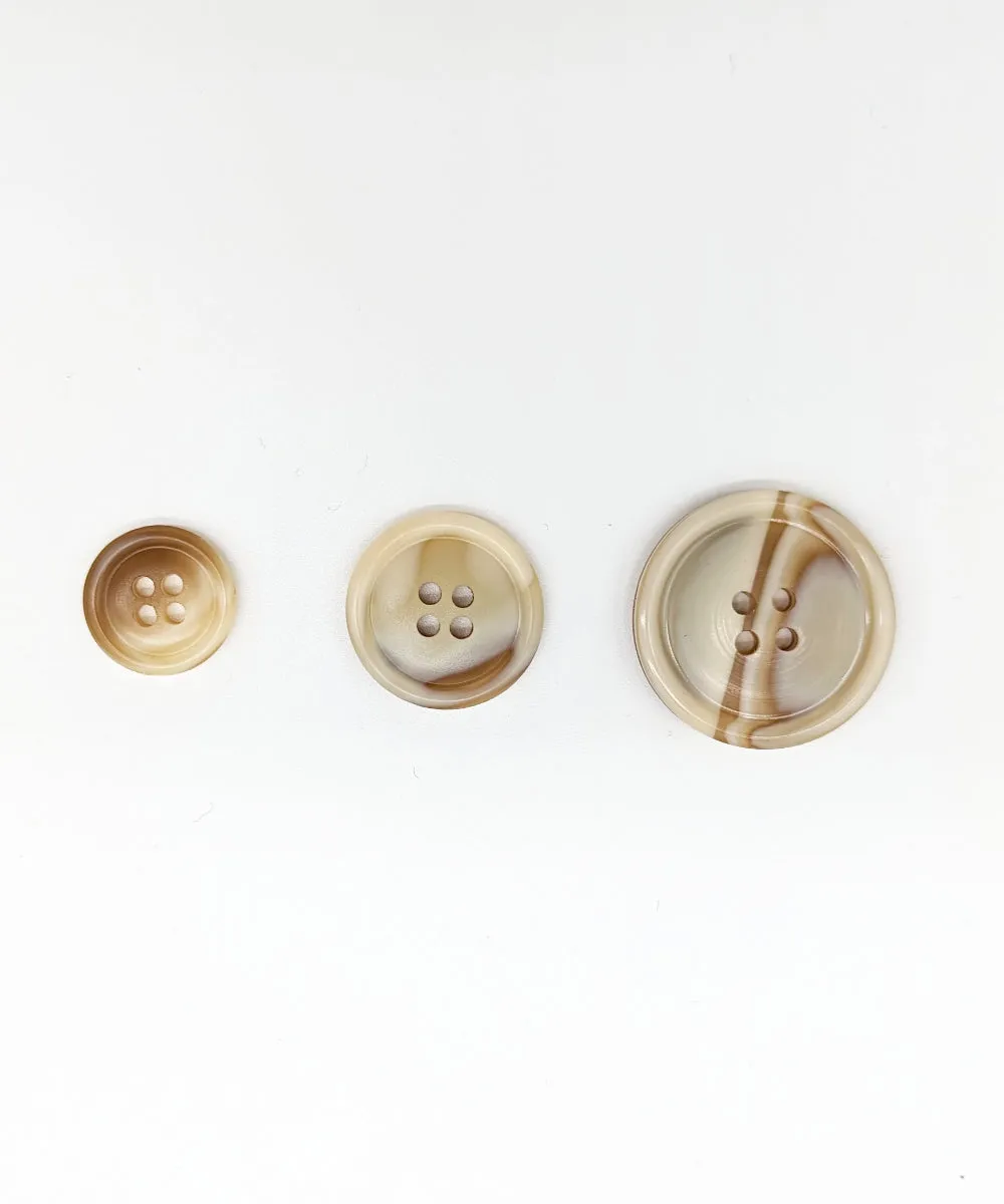 Knopf beige-hellbraun aus Galalith in Hornoptik,  15 mm, 20 mm, 25 mm