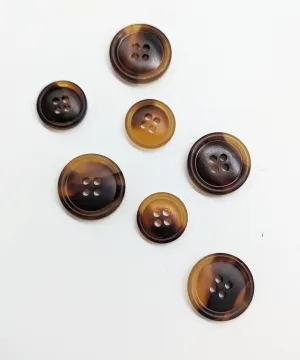 Knopf honigbraun aus Galalith in Hornoptik,  15 mm, 20 mm, 23 mm
