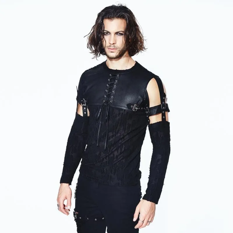 Men's Leather Yoke Goth Shirt