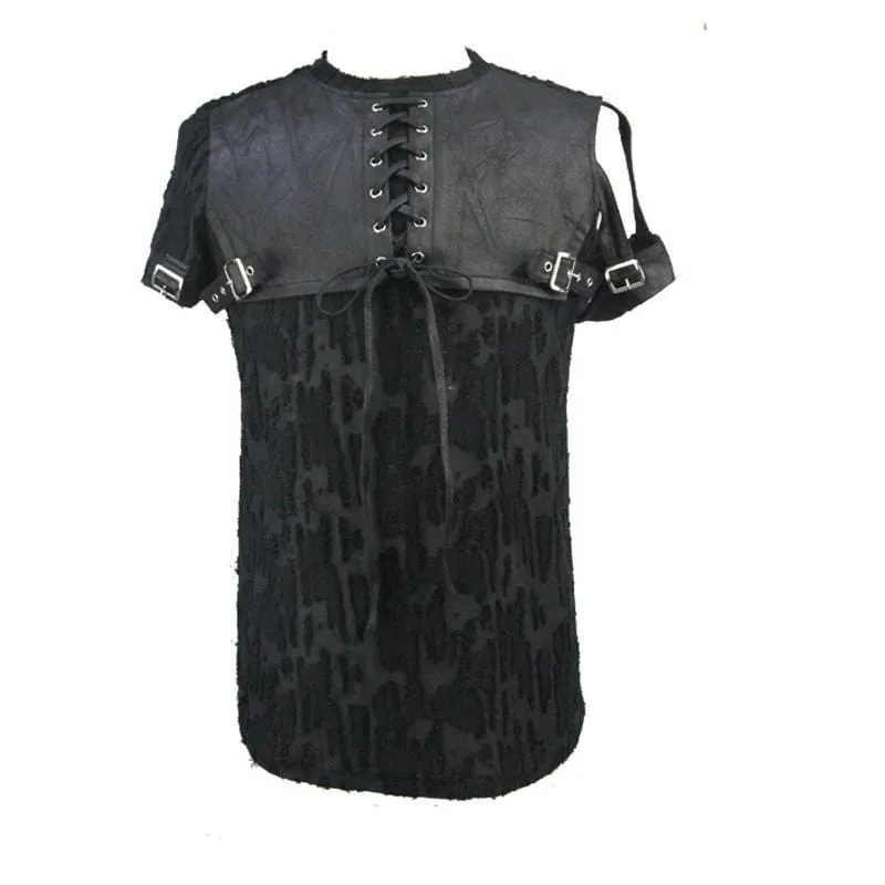 Men's Leather Yoke Goth Shirt
