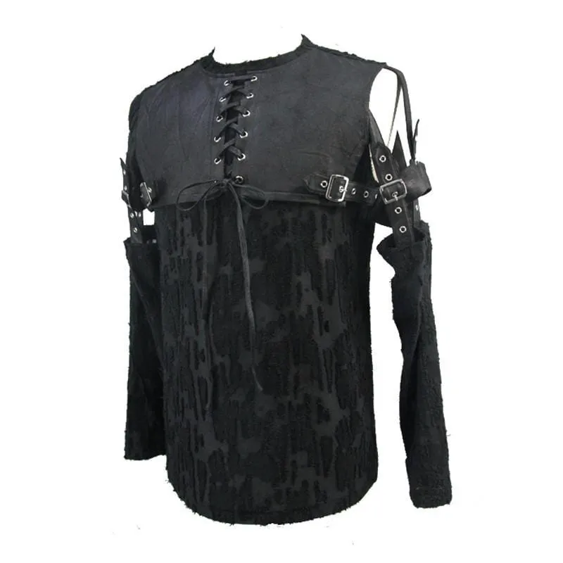 Men's Leather Yoke Goth Shirt