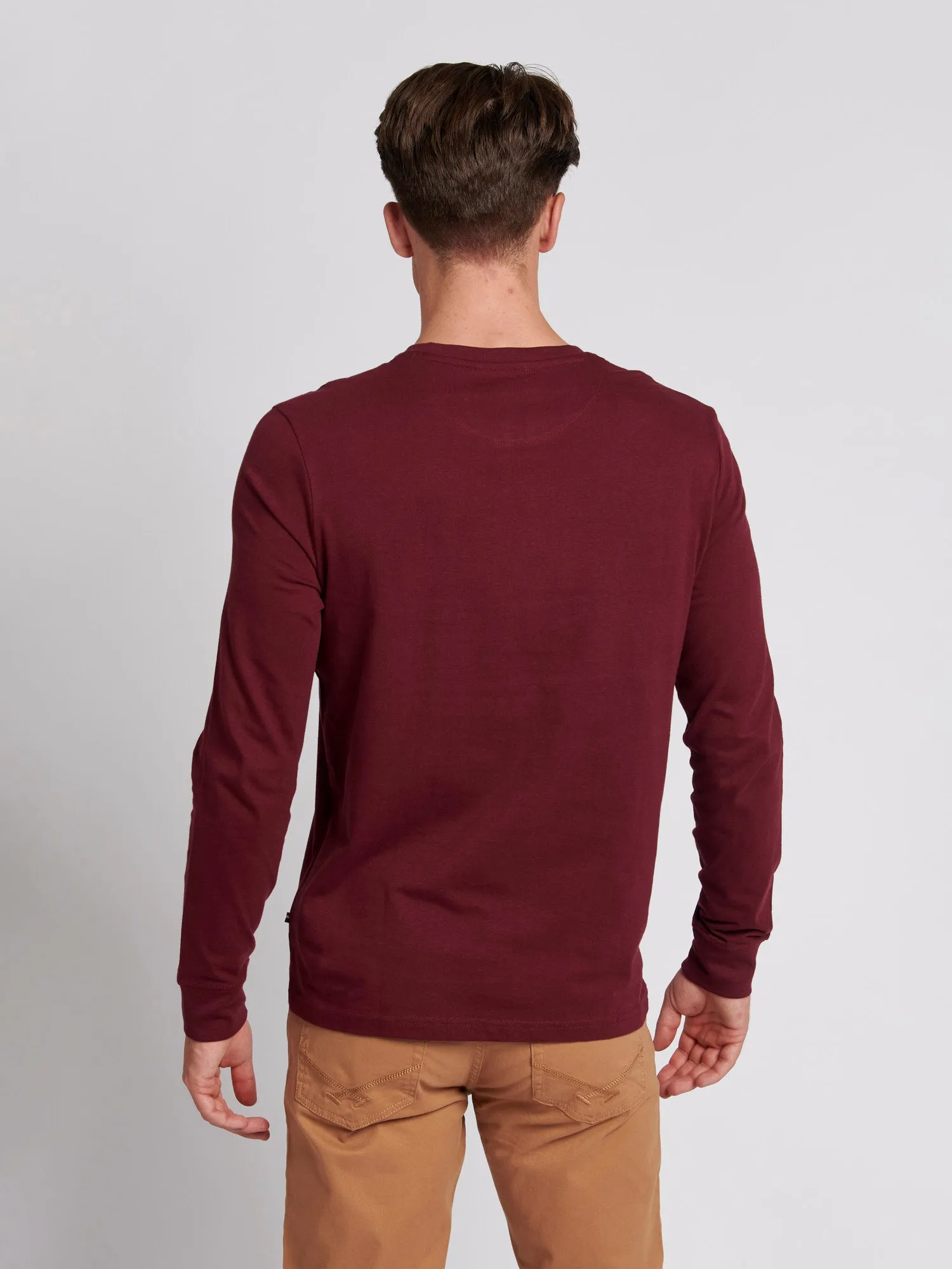 Mens Long Sleeved T-Shirt in Windsor Wine
