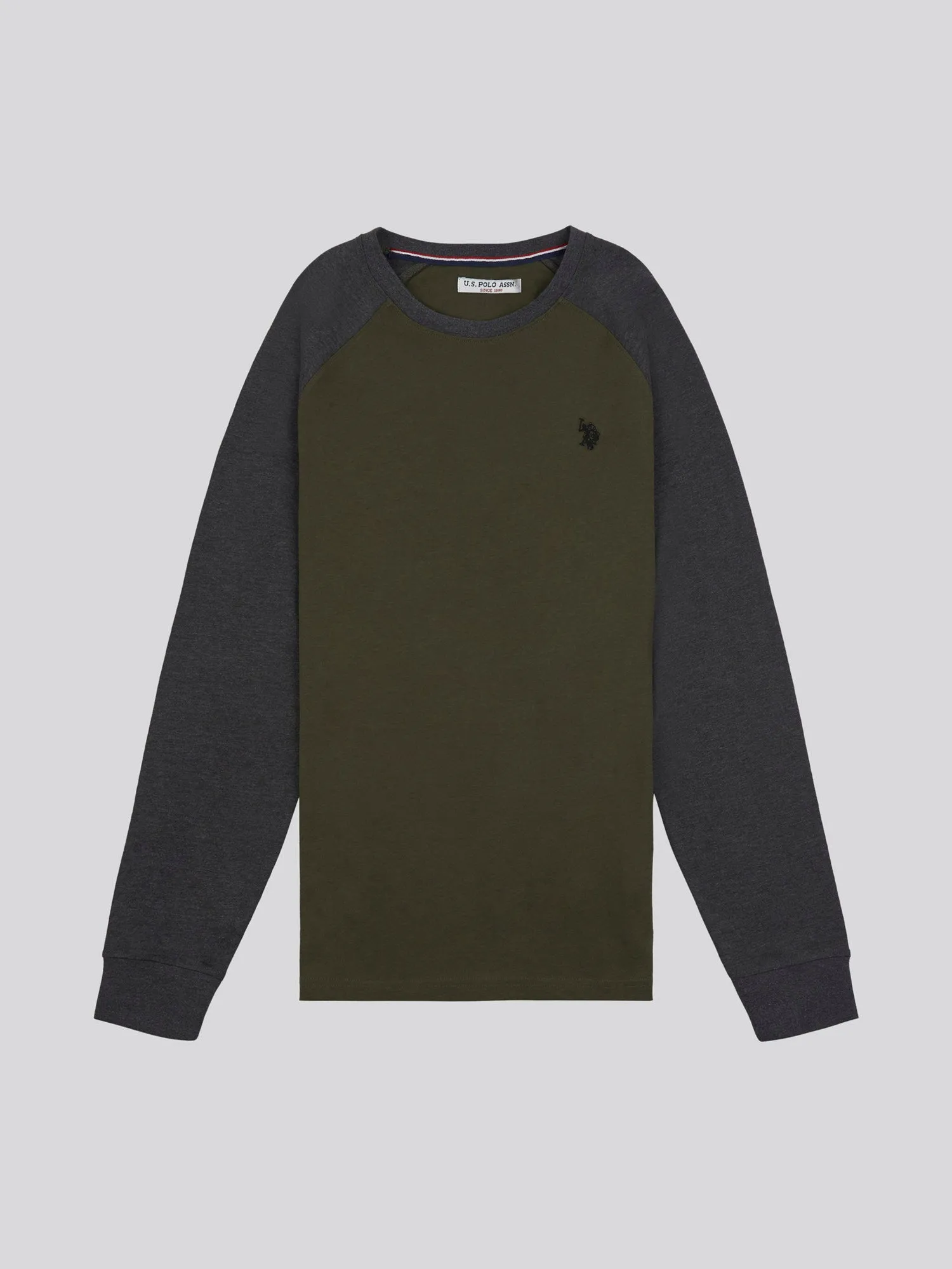 Mens Raglan Long Sleeved T-Shirt in Army Green