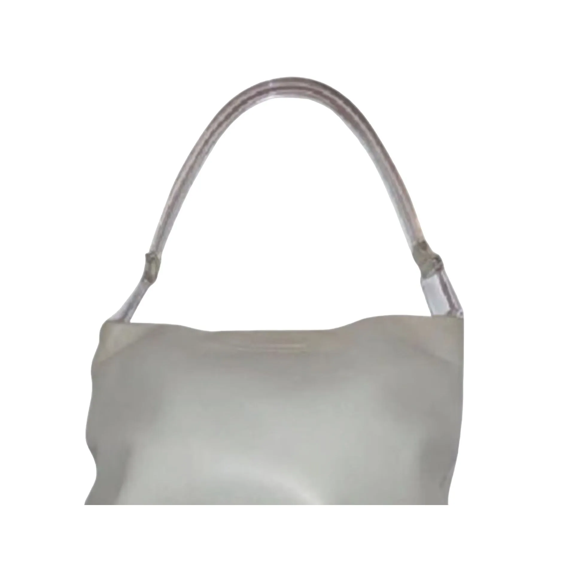NWT Prada beige/ivory leather handbag w clear Lucite strap