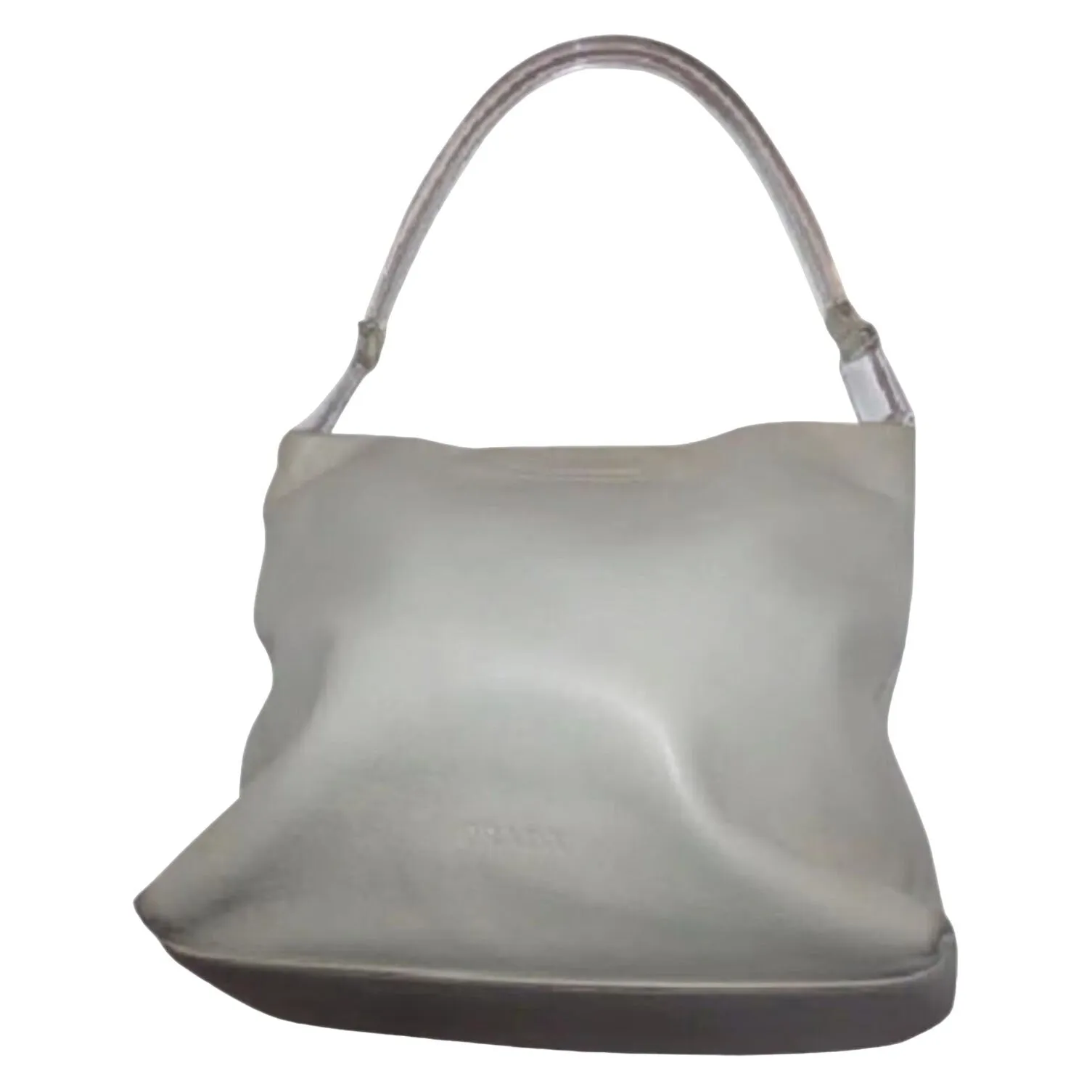 NWT Prada beige/ivory leather handbag w clear Lucite strap