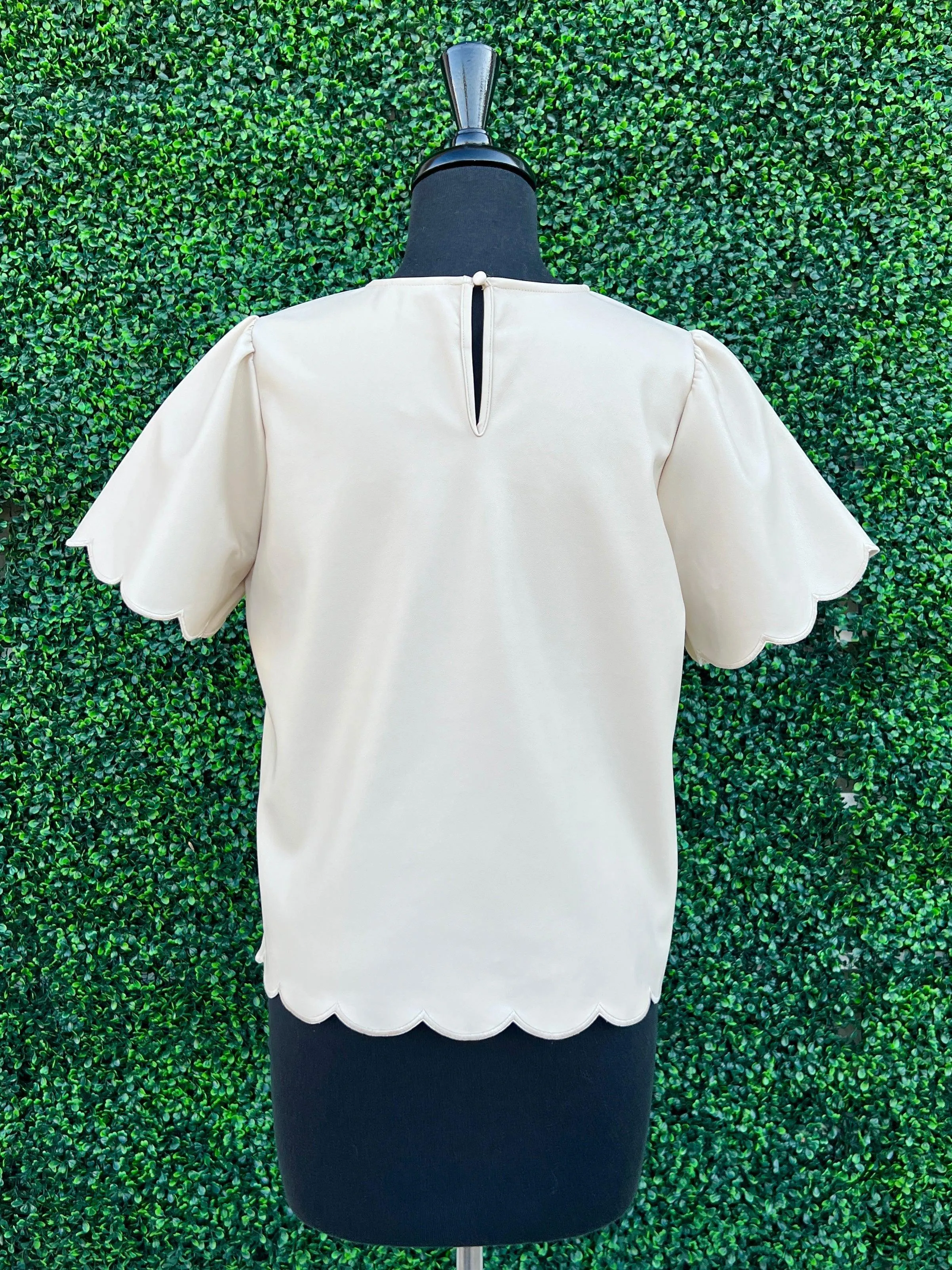 Scalloped Pleather Top