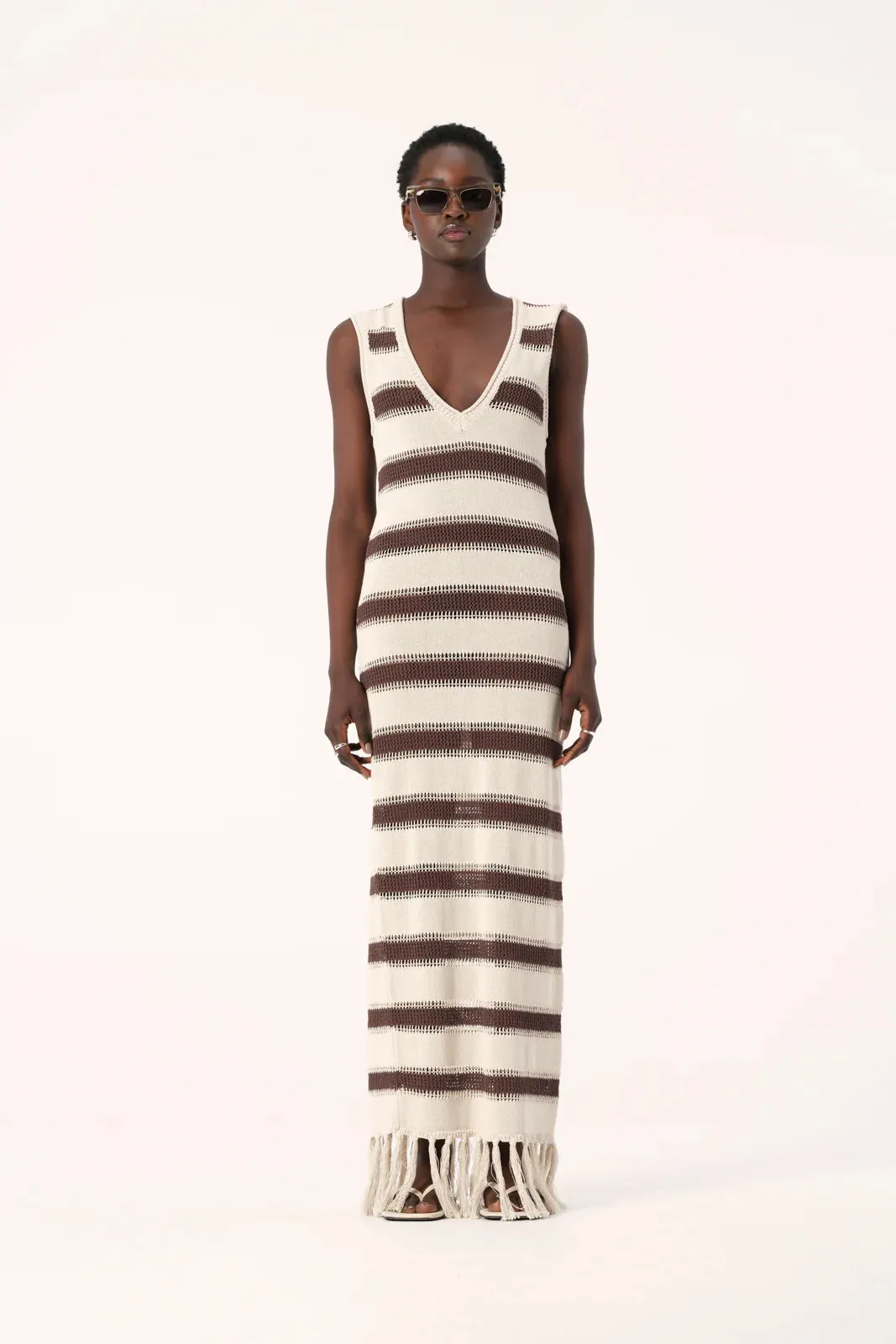 SINTRA KNIT DRESS CHOCOLATE ECRU
