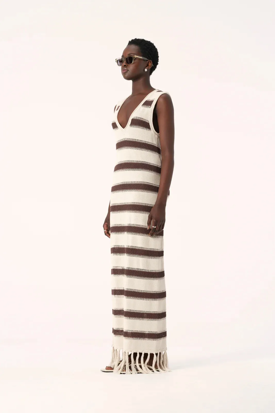 SINTRA KNIT DRESS CHOCOLATE ECRU