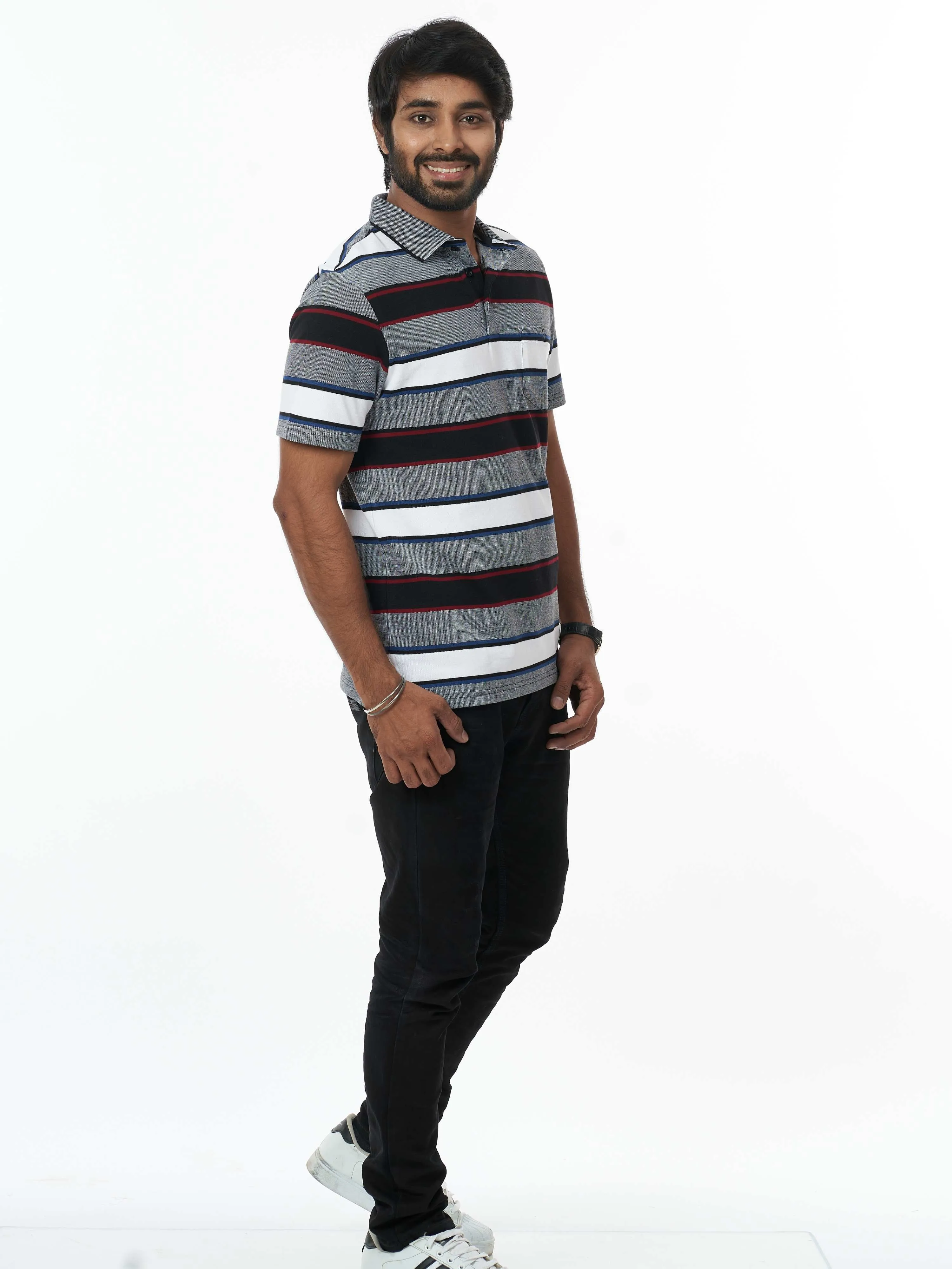 Trendy 100% Cotton Men's Collar T-Shirt