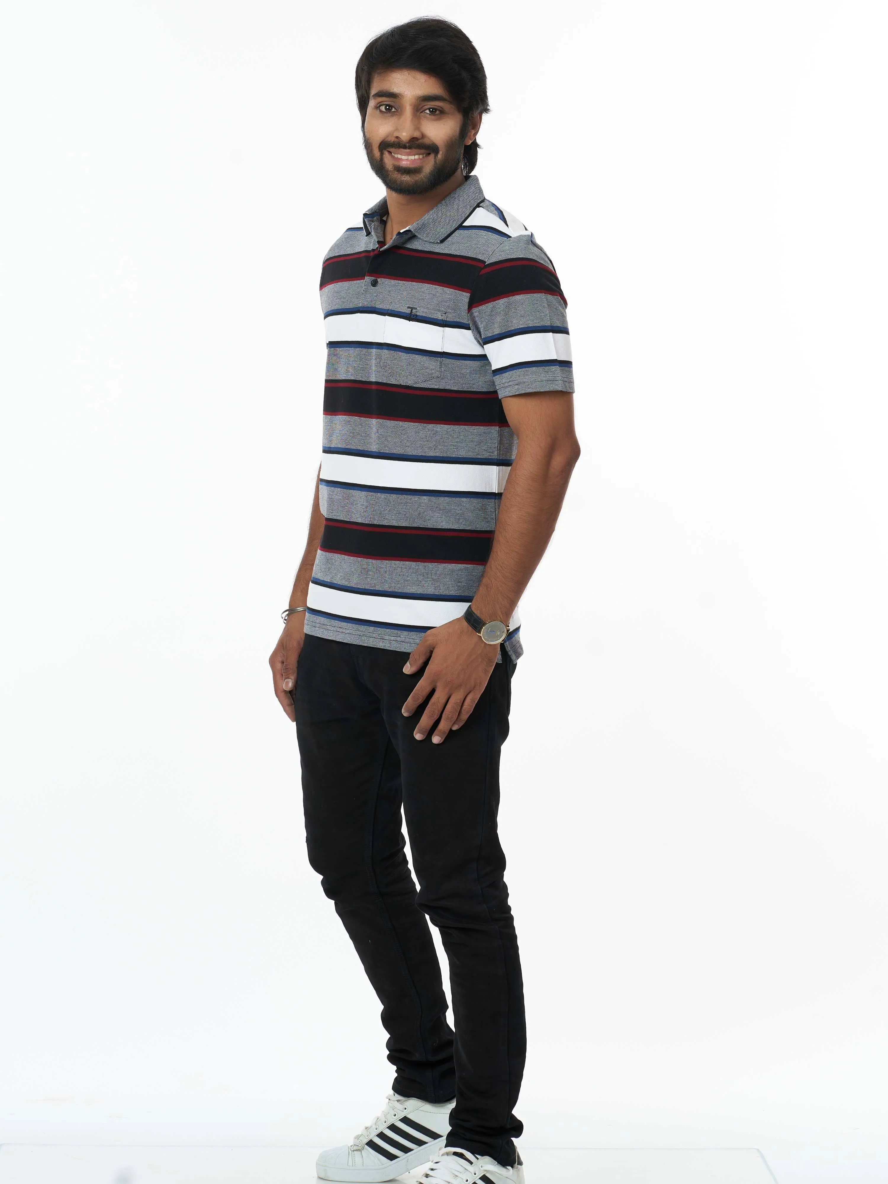 Trendy 100% Cotton Men's Collar T-Shirt