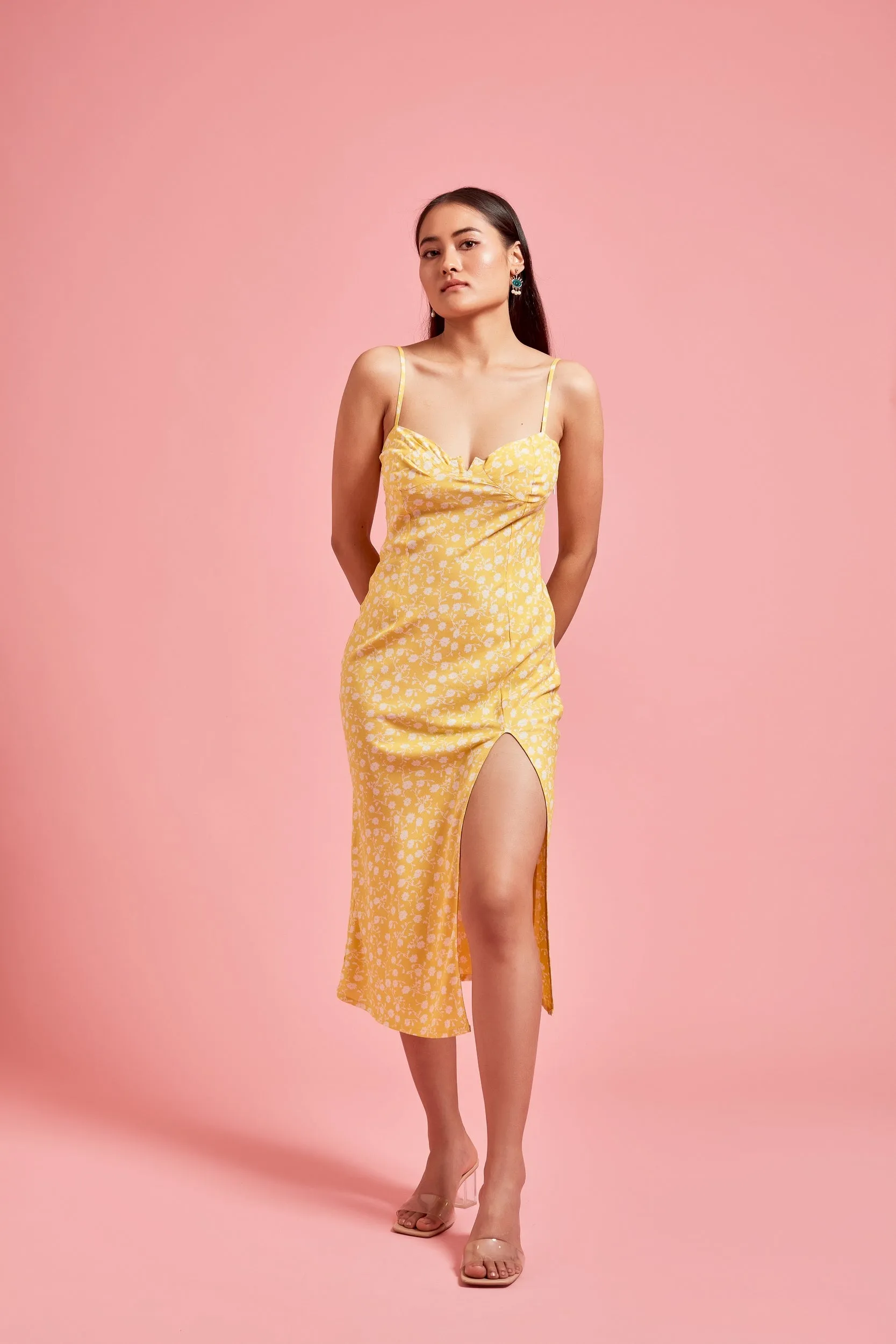 Yellow Floral Slip Dress