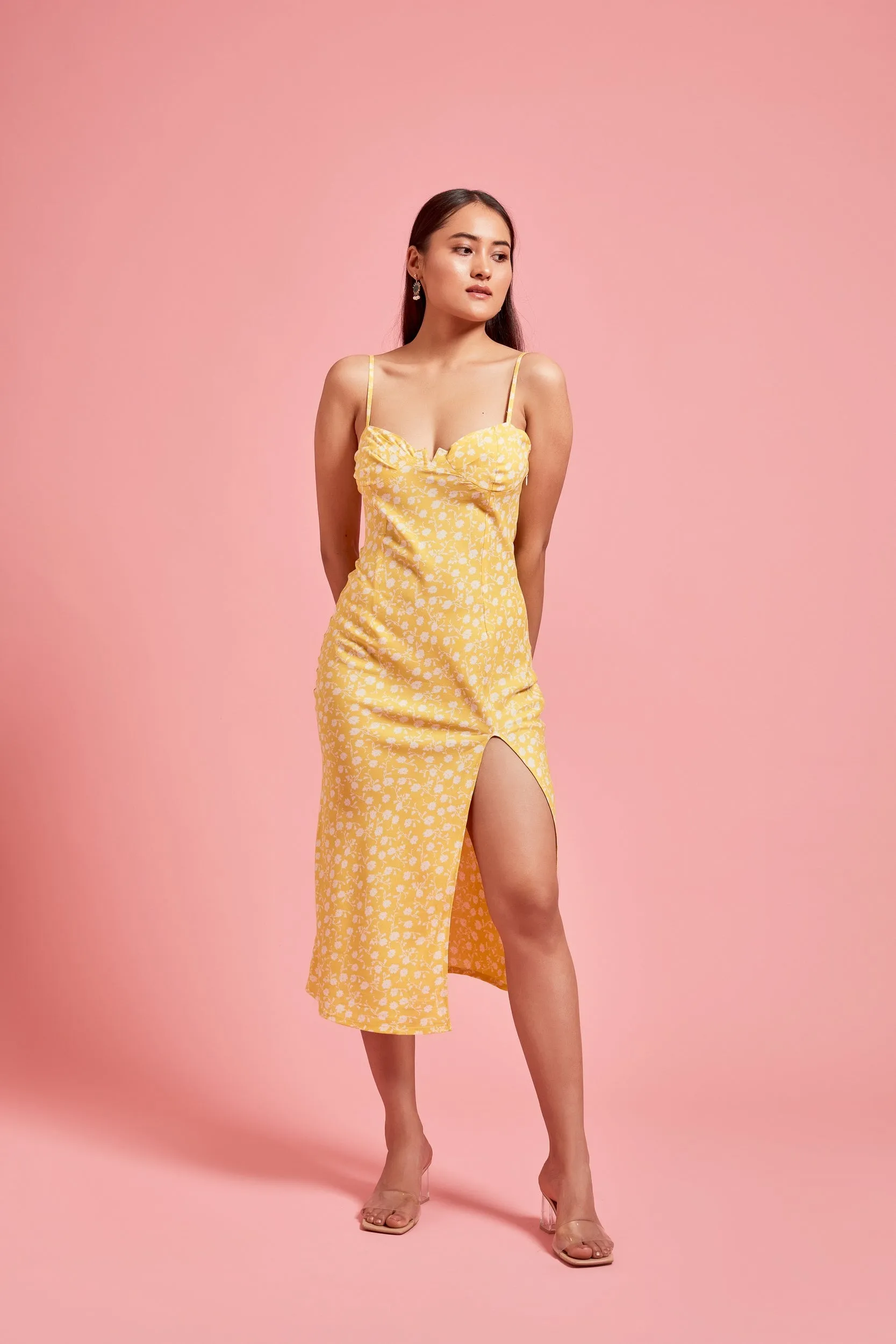 Yellow Floral Slip Dress